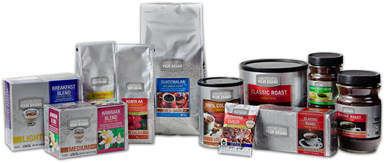 Private label consumer coffee packs